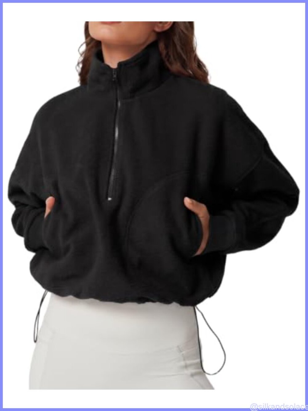 Half Zip Fleece Pullover Sweatshirt Sherpa Cropped Winter Jacket